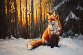 Rotfuchs im goldenen Waldschimmer von Eva Lee
