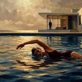 Nageur serein dans une tranquillité moderne sur Jan Keteleer
