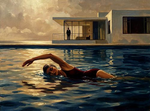 Serene zwemmer in moderne rust