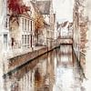 Brugge Kanaal -  Romantisch Stadsgezicht van Joriali Fine Art