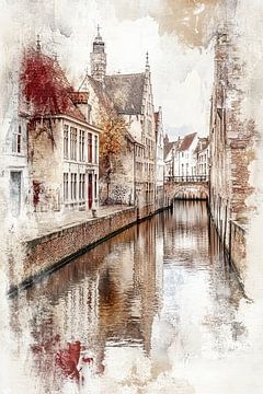 Brugge Kanaal -  Romantisch Stadsgezicht van Joriali fotografie en schilderijen
