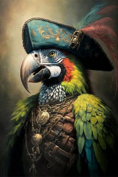 A macaw as a pirate by Carla van Zomeren