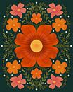 Bosbloemen groen en oranje van Angela Minca thumbnail