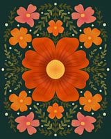 Bosbloemen groen en oranje