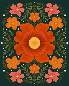 Fleurs de forêt vertes et orange