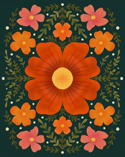 Forest flowers green and orange