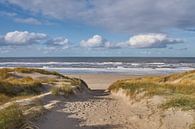 Zeezicht met wolkenlucht vanuit de duinen, op Texel van Ad Jekel thumbnail