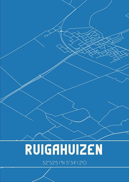 Blauwdruk | Landkaart | Ruigahuizen (Fryslan) van Stad & Wand