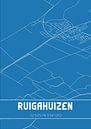 Blauwdruk | Landkaart | Ruigahuizen (Fryslan) van Stad & Wand thumbnail