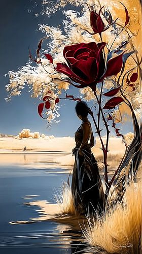 roos in rood, zwart of goud