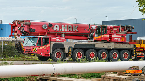 Grue mobile Demag K6316 de la société A. Hak, située à Ridderkerk. sur Jaap van den Berg