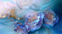 Azure Elegance Pastel Pink Flowers