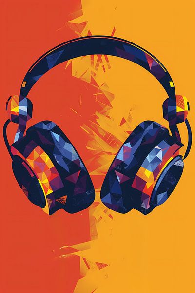 Modern Neon Headphone Art by Imperial Art House