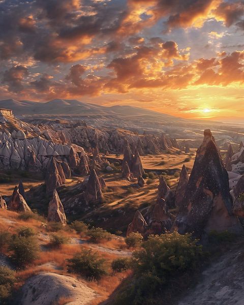 Zonsopgang in Cappadocië van fernlichtsicht