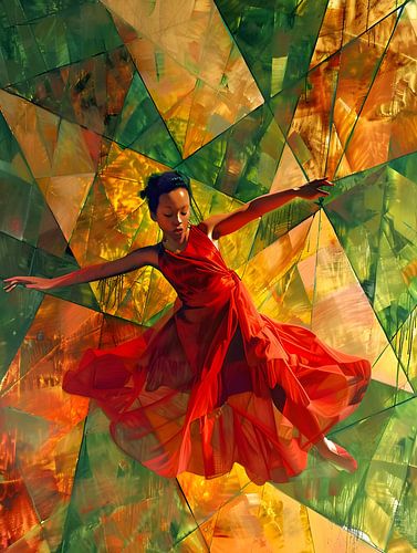 Woman in fashion show abstract cubism