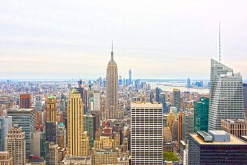 Uitzicht op het Empire State Building vanaf Rockefeller Center, New York van Bianca Fortuin
