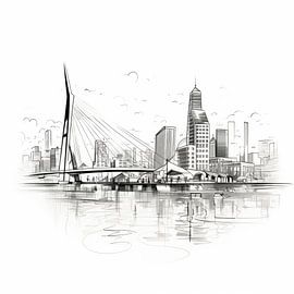 Rotterdam line drawing by TheXclusive Art