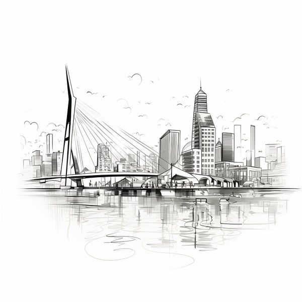 Rotterdam lijntekening van TheXclusive Art