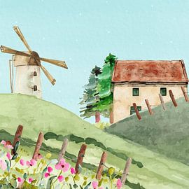 Country House and Windmill Landscape by Geovia