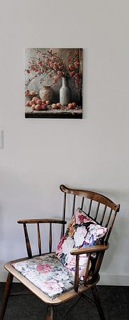Blossom and peaches, still life