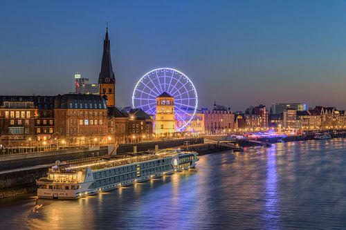 Dusseldorf old town with ferris wheel