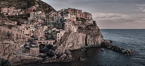 Manarola in Schwarz-Weiß