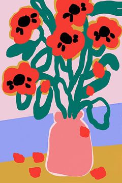 Poppy In Pink Vase by Treechild