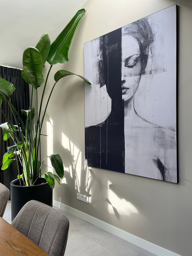 Modern and abstract portrait in black and white