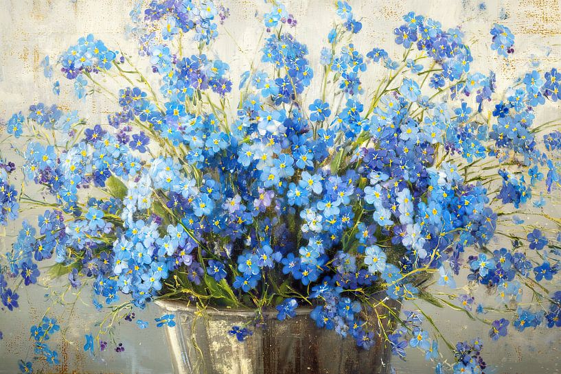 Charming Blue Flower Arrangement van Bloemen Studio