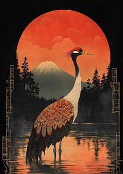 Japanse kunstdruk: Kraanvogel van Niklas Maximilian