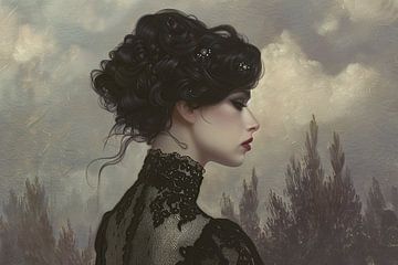 Mysterious Lady of Twilight van Abstract Schilderij