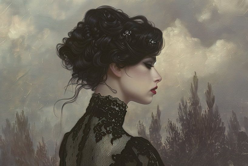 Mysterious Lady of Twilight van Abstract Schilderij