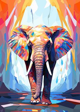 Elefant Tier Pop Art Farbe Stil von Qreative