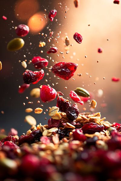 Lebensmittel-Magie: Nüsse und Beeren fliegen von Poster Art Shop