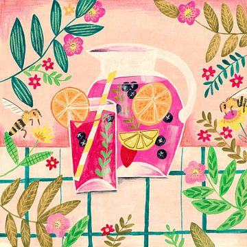 Stilleven Zomer Fruit Cocktail heldere kleuren van Caroline Bonne Müller