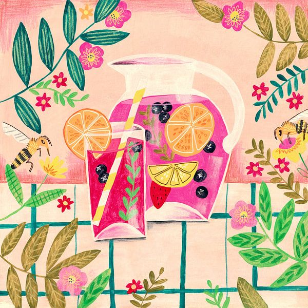 Stilleben Sommerfrüchte Cocktail leuchtende Farben von Caroline Bonne Müller