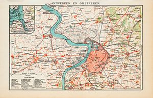Alte Karte von Antwerpen und Umgebung ca. 1900 von Studio Wunderkammer