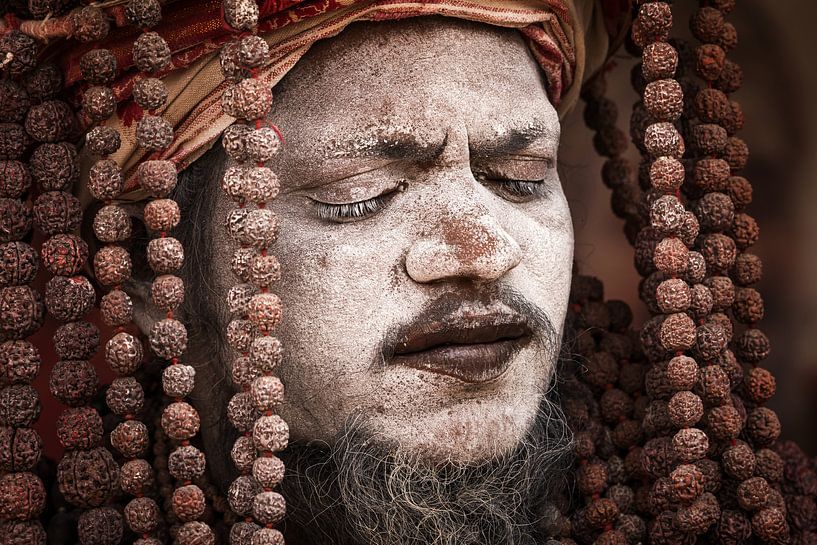 Portrait of a Naga Sadhu at Kumbh Mela festival India by Marco Rutten