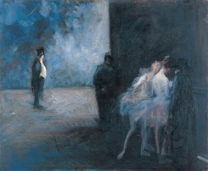 Hinter der Bühne - Sinfonie in Blau, Jean-Louis Forain von Meesterlijcke Meesters