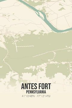 Carte ancienne de Antes Fort (Pennsylvanie), USA. sur Rezona