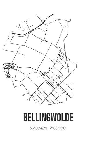 Bellingwolde (Groningen) | Landkaart | Zwart-wit