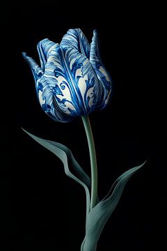 Delfts blauwe tulp / delftsblauw van Richards Fine Art