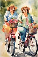 2 gezellige dames fietsen