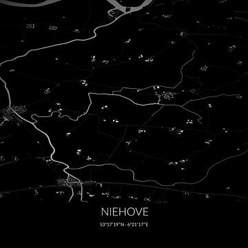 Black-and-white map of Niehove, Groningen. by Rezona