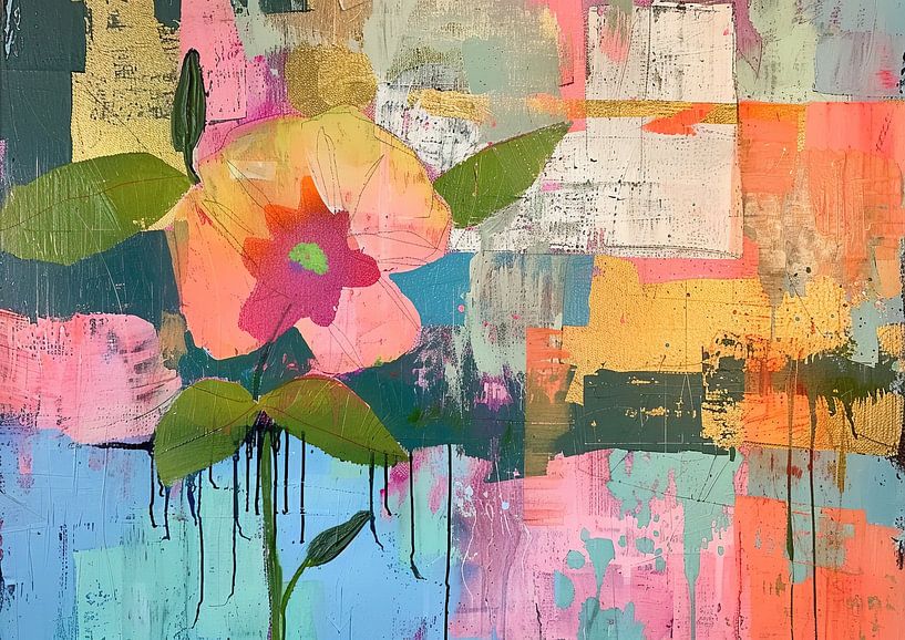 Abstract Bloemen van Abstract Schilderij