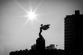 Silhouette des Engels von Maastricht und der Torenflat