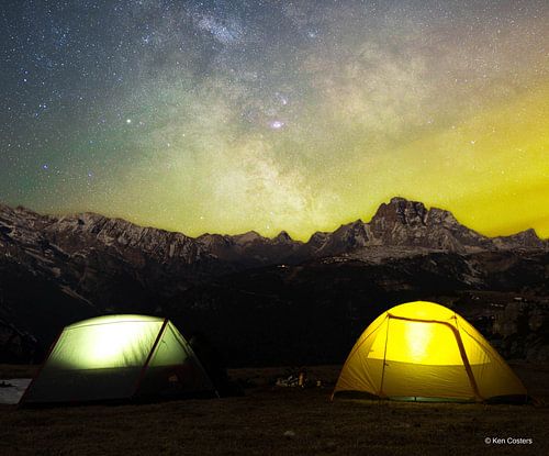 Milky way rising over the Italian Dolomites