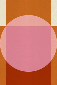 Abstracte 70s retro stijl geometrische kunst in verbrand oranje en roze