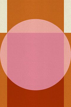 Abstracte 70s retro stijl geometrische kunst in verbrand oranje en roze van Abstract Minimalist Art