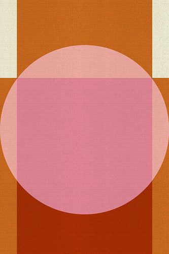 Abstracte 70s retro stijl geometrische kunst in verbrand oranje en roze